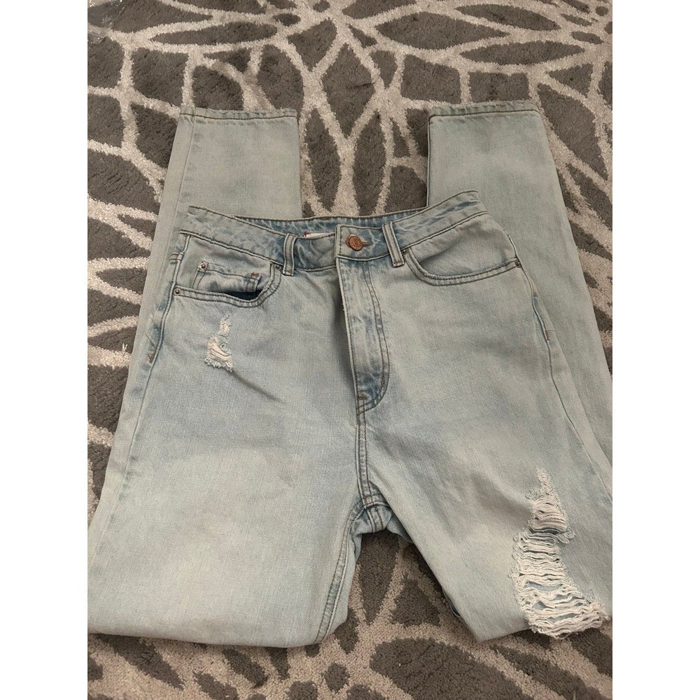 Urban Outfitters Light Wash High Rise Distressed Mom Jeans